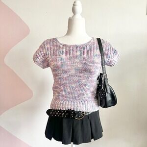 Pastel Crochet Top Fairycore Deamy Festival Coquette Fairy Soft‎ Girl XS